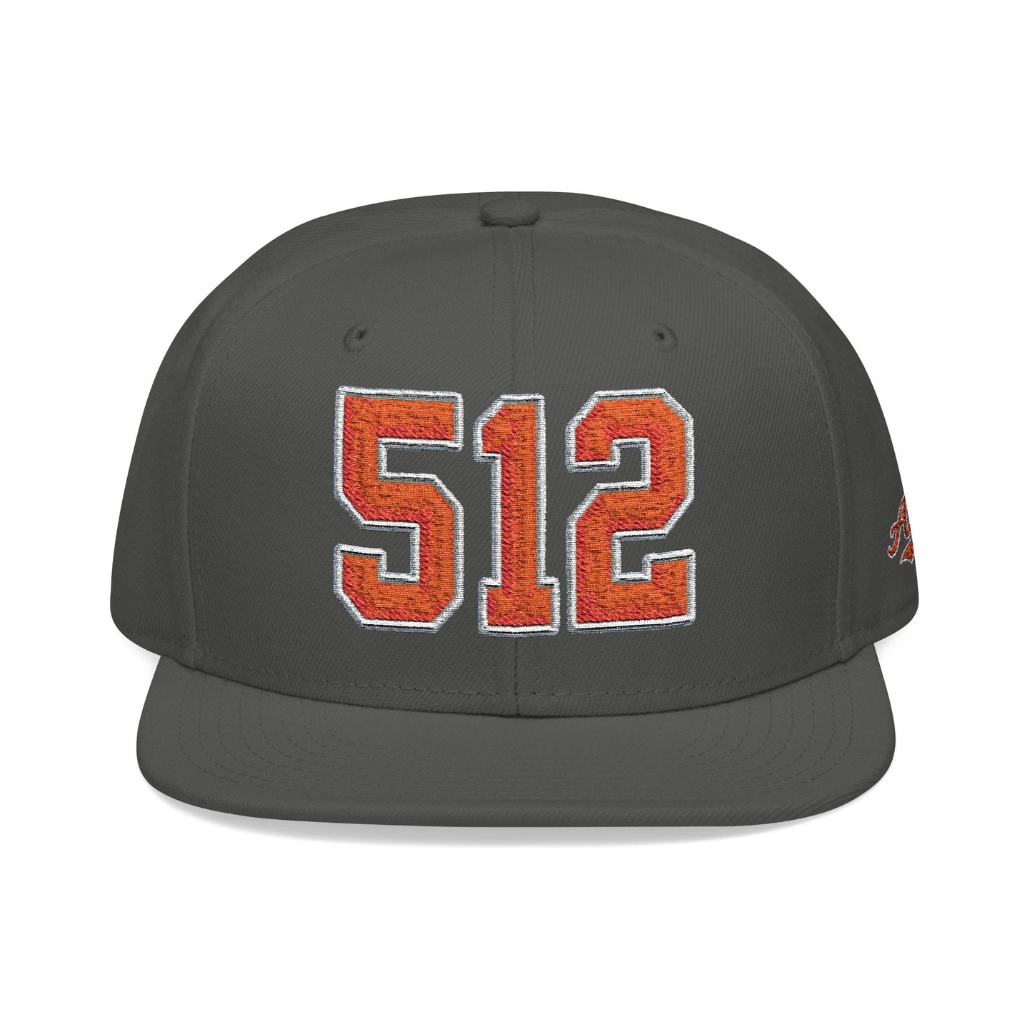 512 Orange Embroidered Snapback Hat — Vintage Varsity Number Cap