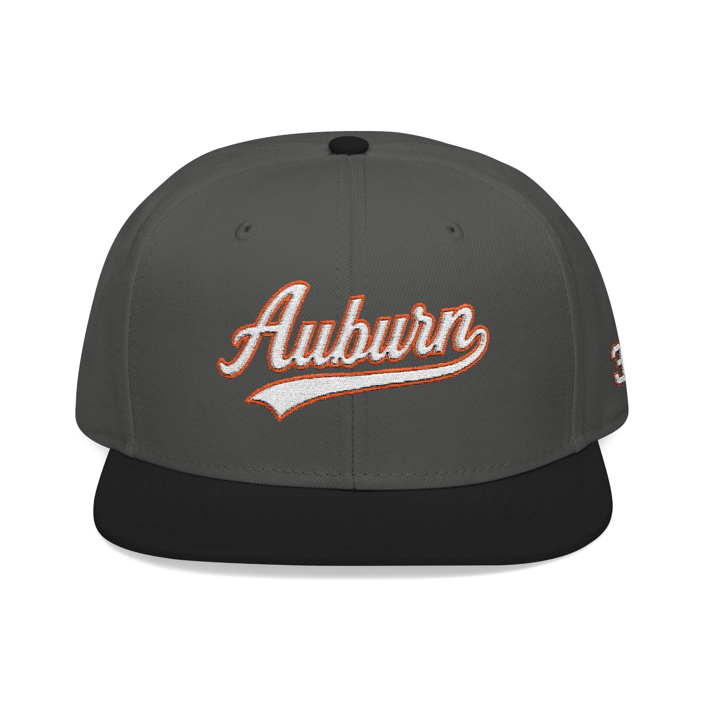 Auburn white script embroidered snapback hat with 334 side stitch – 318 Supply Co.