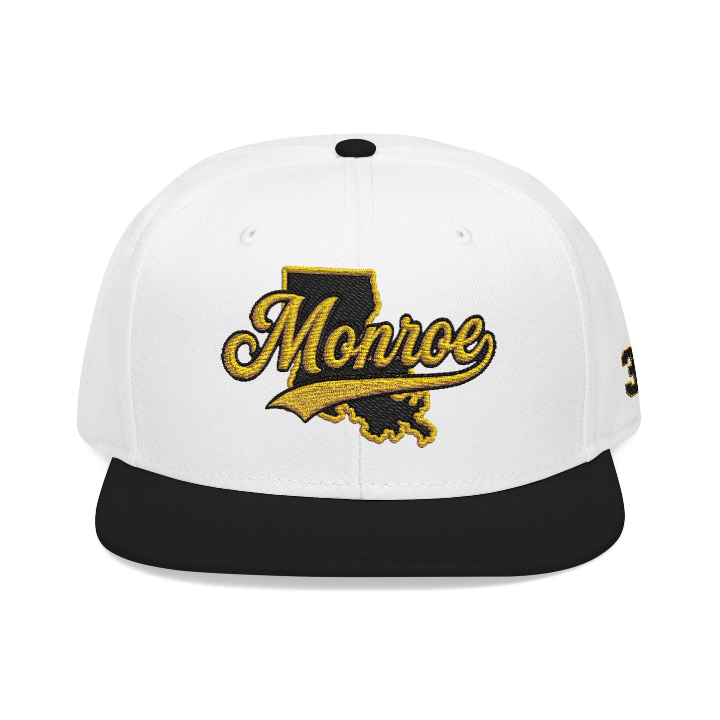 Louisiana Snapback Hat — Black & Gold Embroidered State Outline Cap