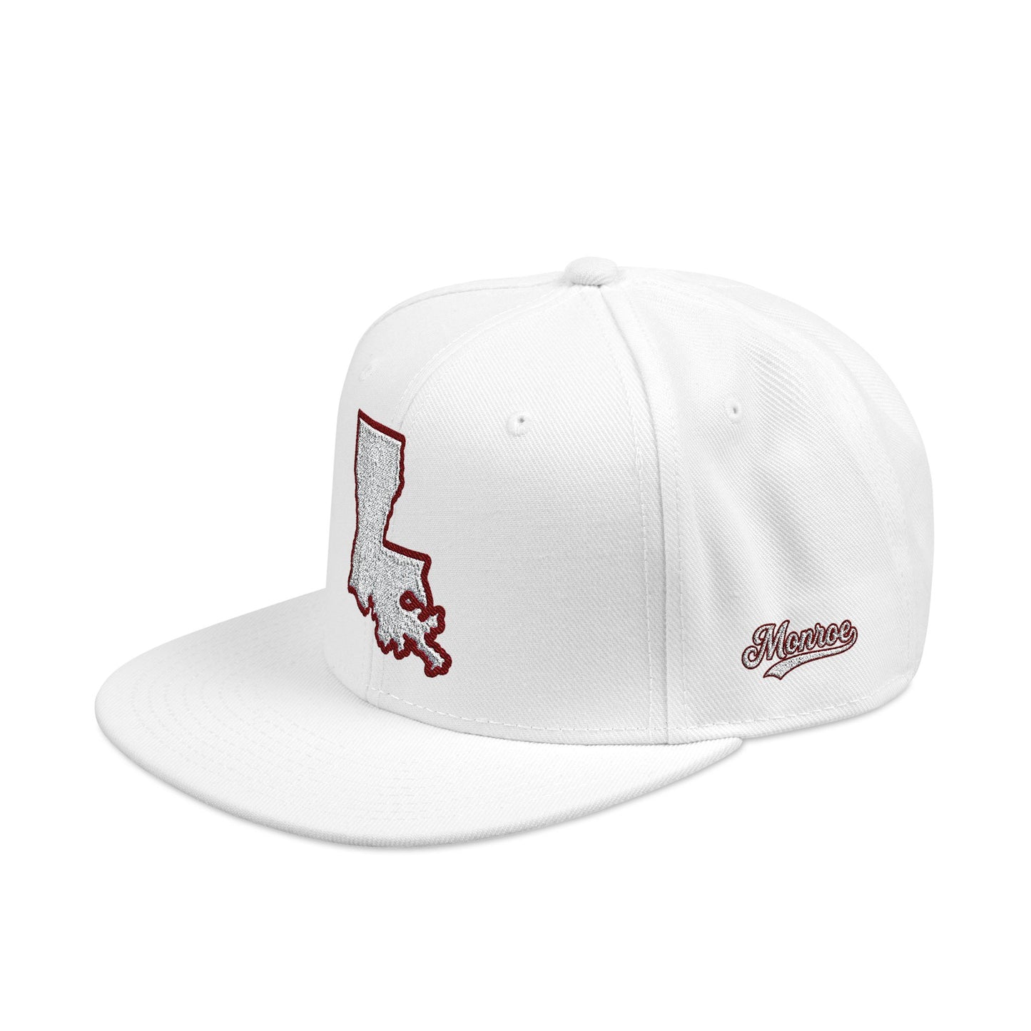 Louisiana state outline white embroidered snapback hat – 318 Supply Co.