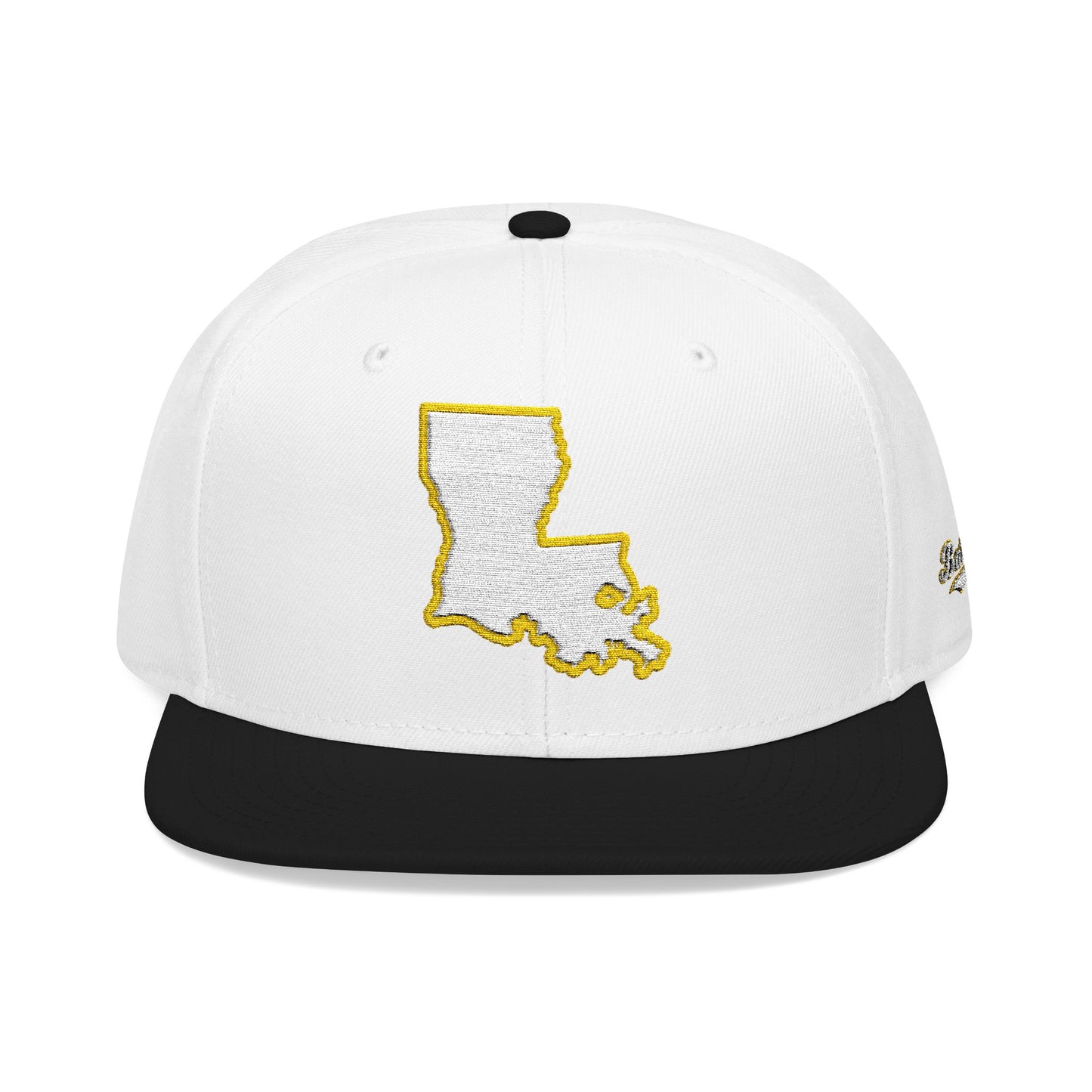 Louisiana state outline white embroidered snapback hat – 318 Supply Co.