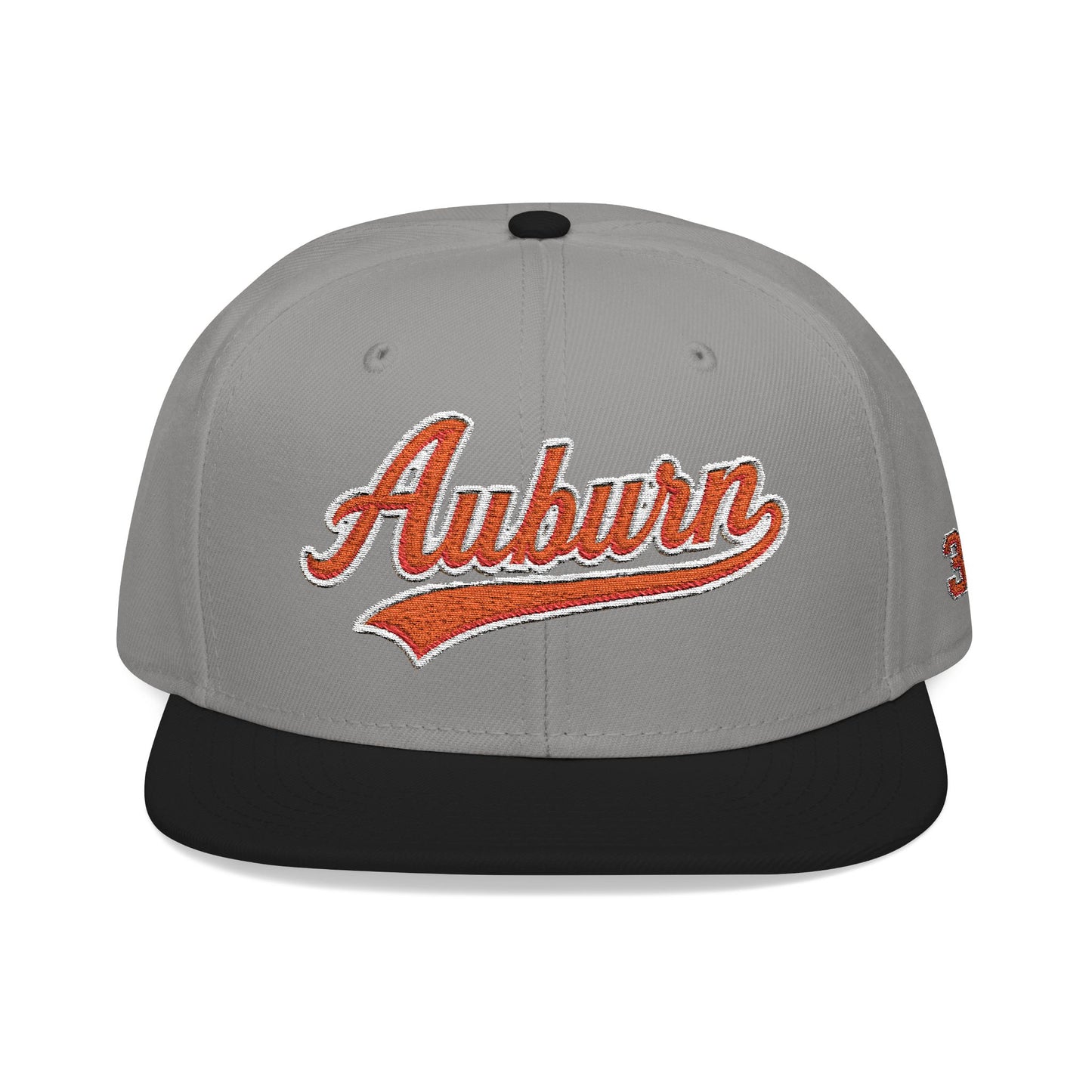 Gray and black cap with 'Auburn' text on a white background