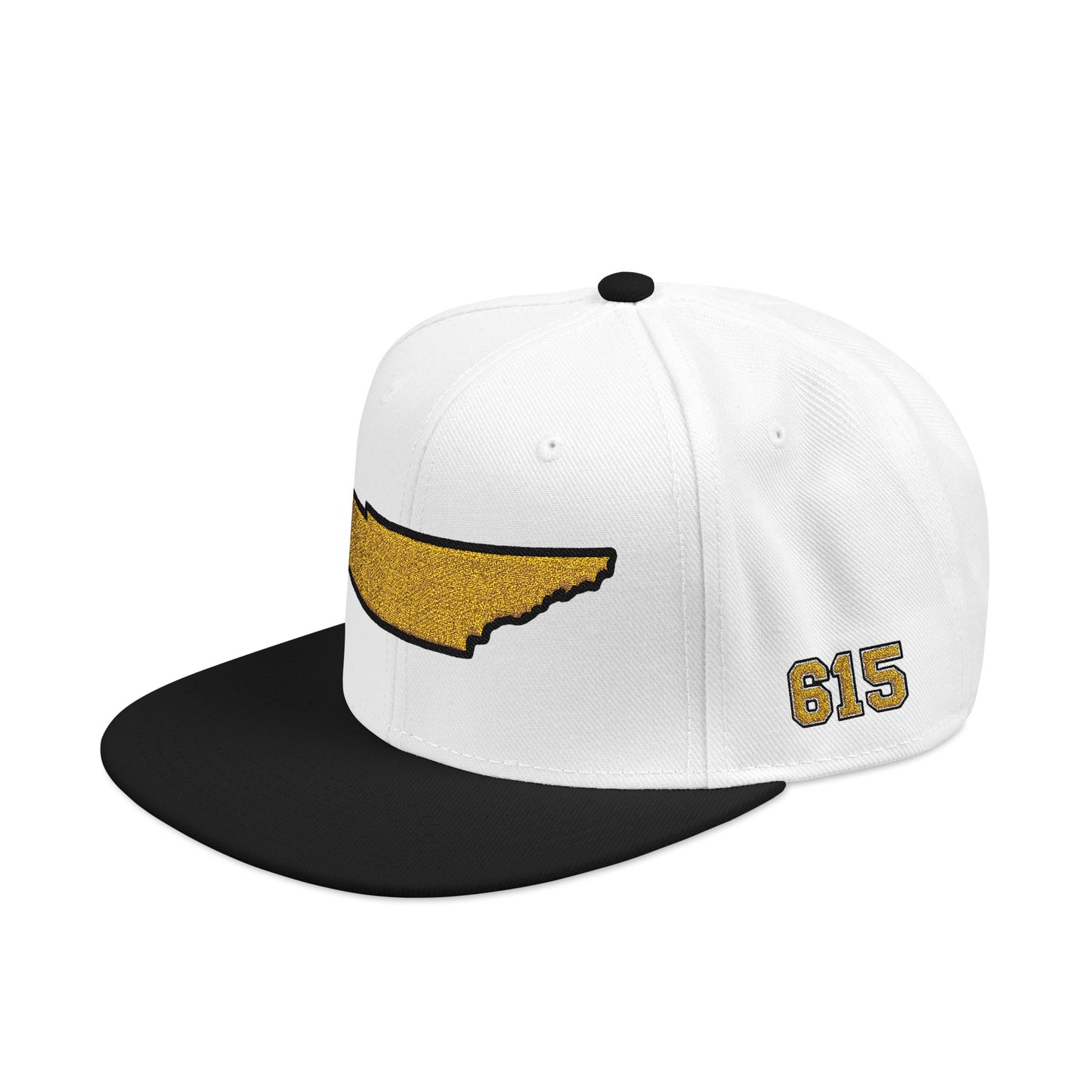 Tennessee Snapback Hat — Gold Embroidered State Outline Cap