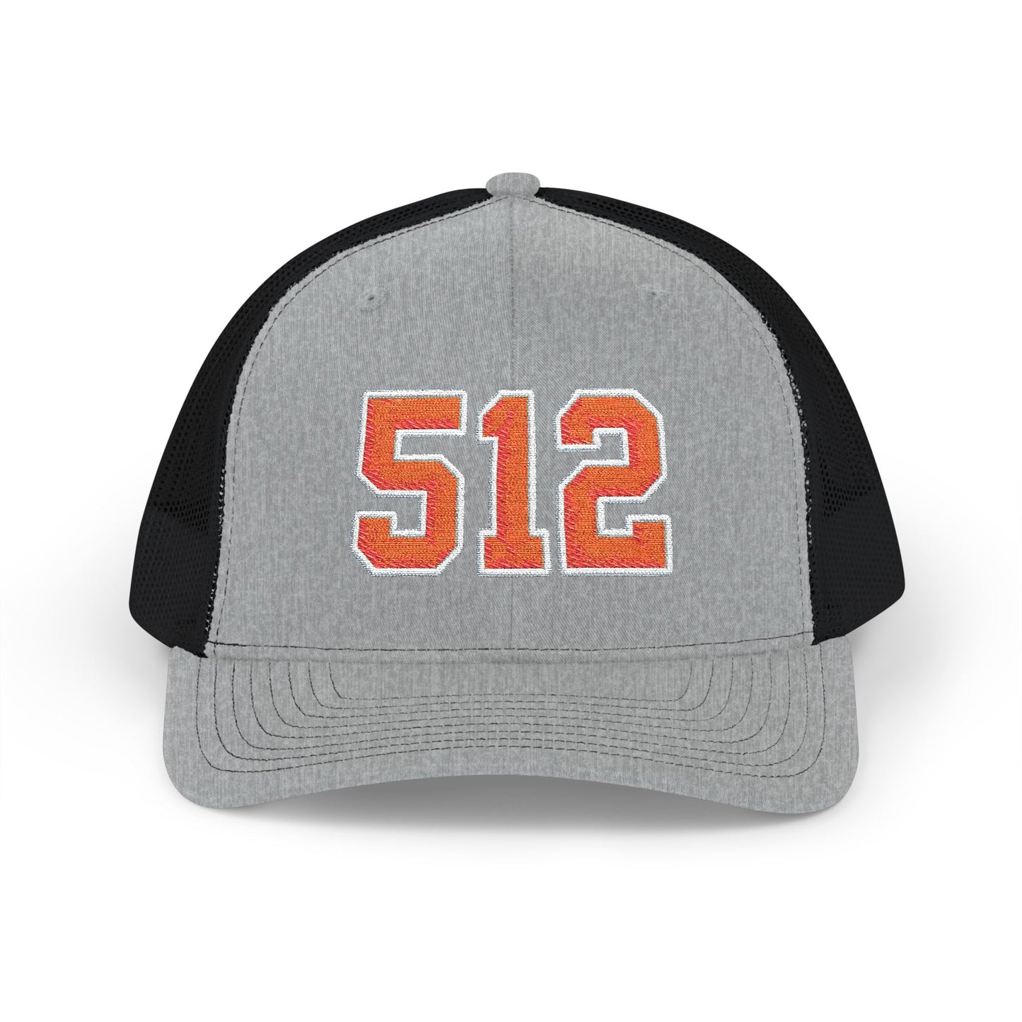 512 Trucker Cap — Orange Embroidered Mesh Snapback Hat