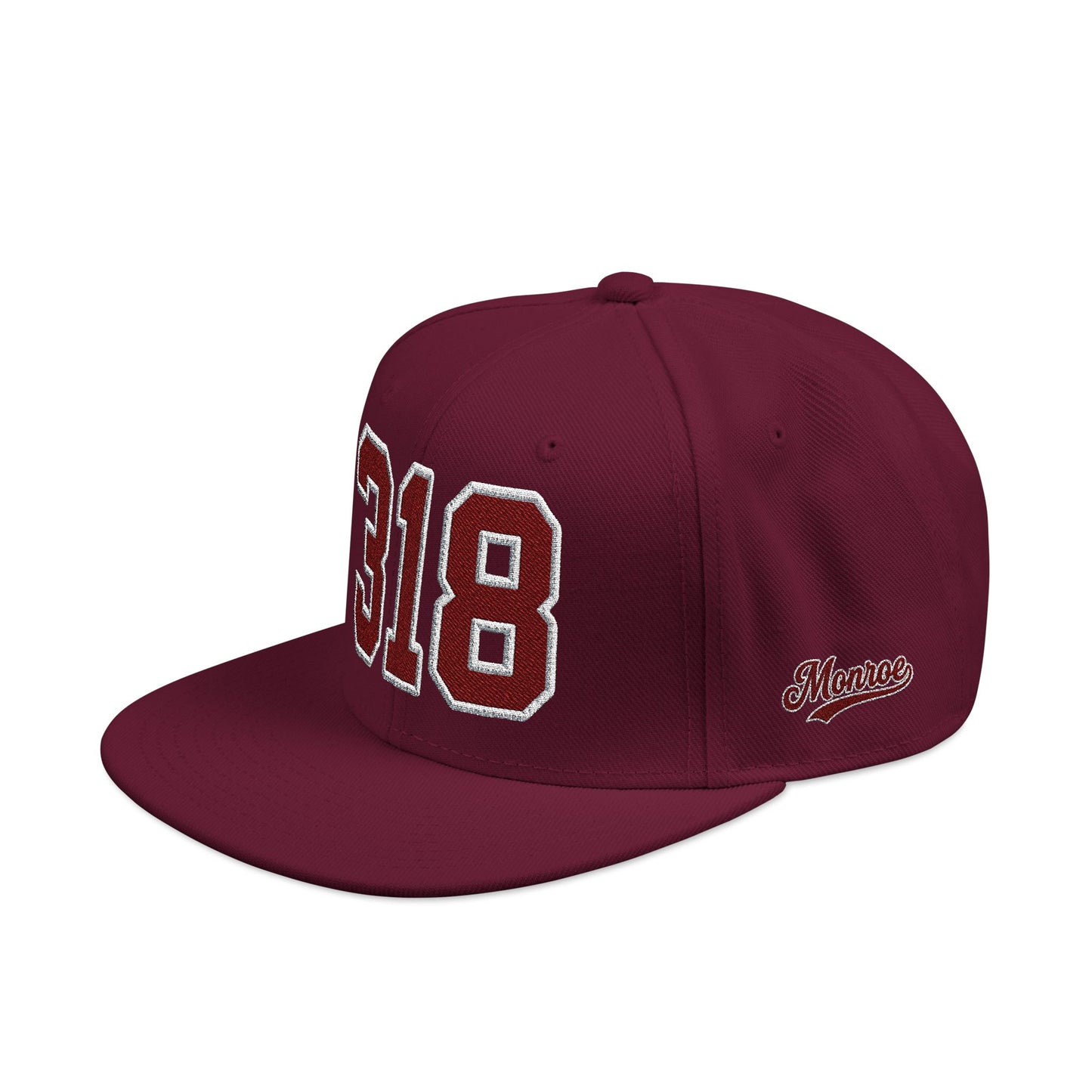 318 Maroon Embroidered Snapback Hat — Vintage Varsity Number Cap