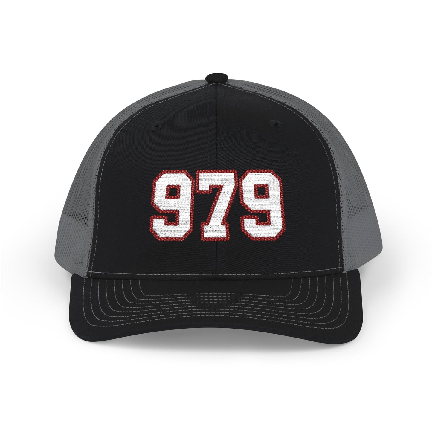 979 white embroidered mesh trucker snapback hat – 318 Supply Co.