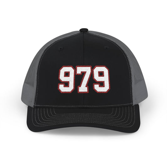 979 white embroidered mesh trucker snapback hat – 318 Supply Co.
