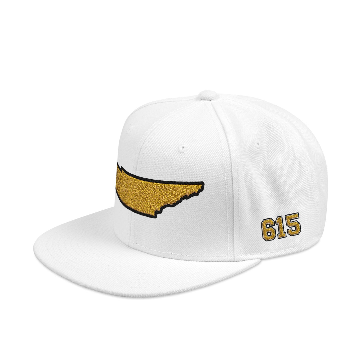 Tennessee Snapback Hat — Gold Embroidered State Outline Cap