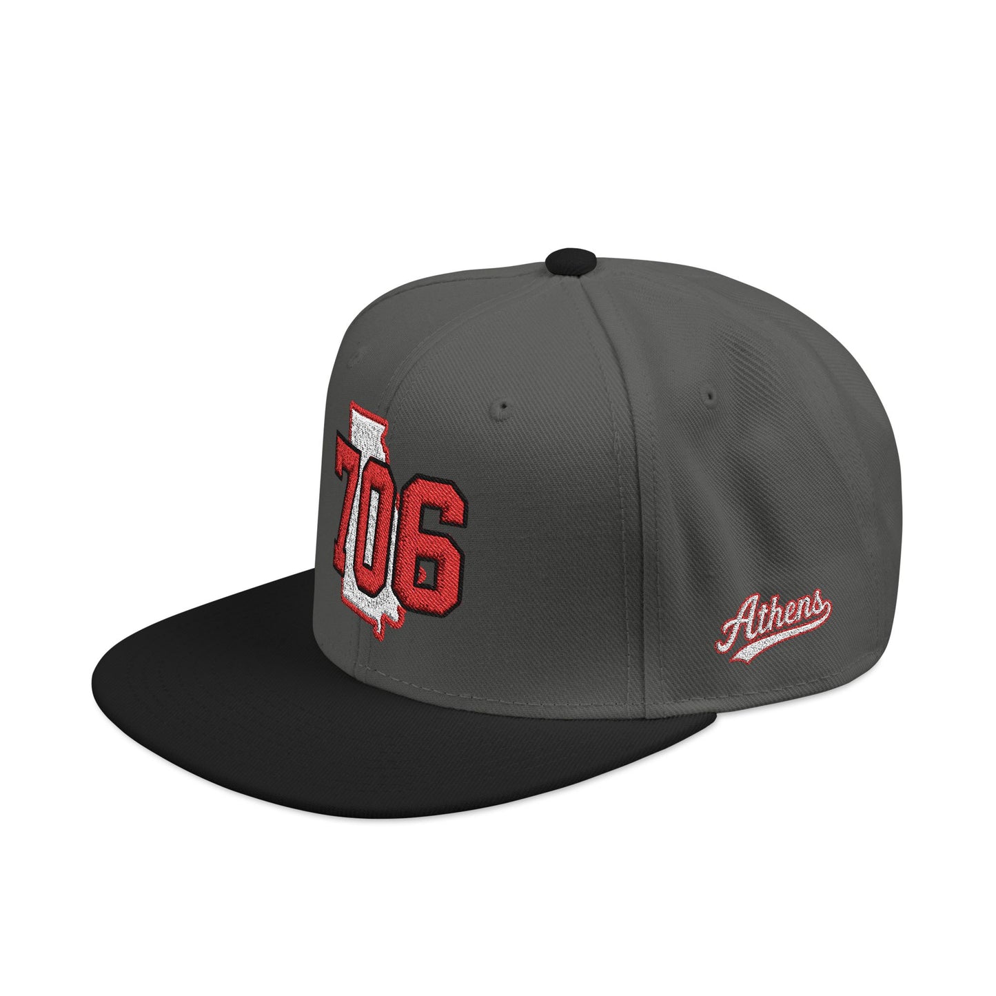 Georgia Snapback Hat — White Embroidered State Outline Cap