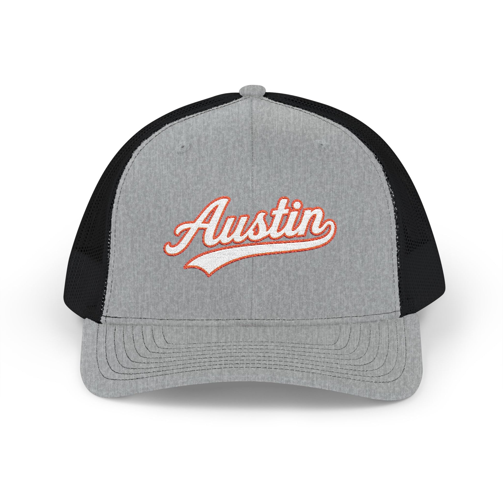 Austin white script retro embroidered trucker cap – 318 Supply Co.