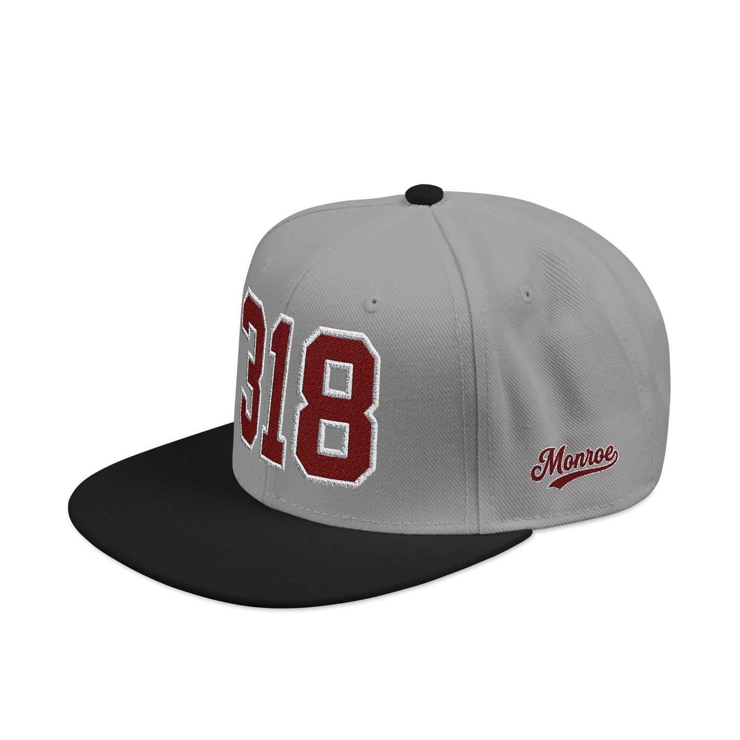 318 Maroon Embroidered Snapback Hat — Vintage Varsity Number Cap