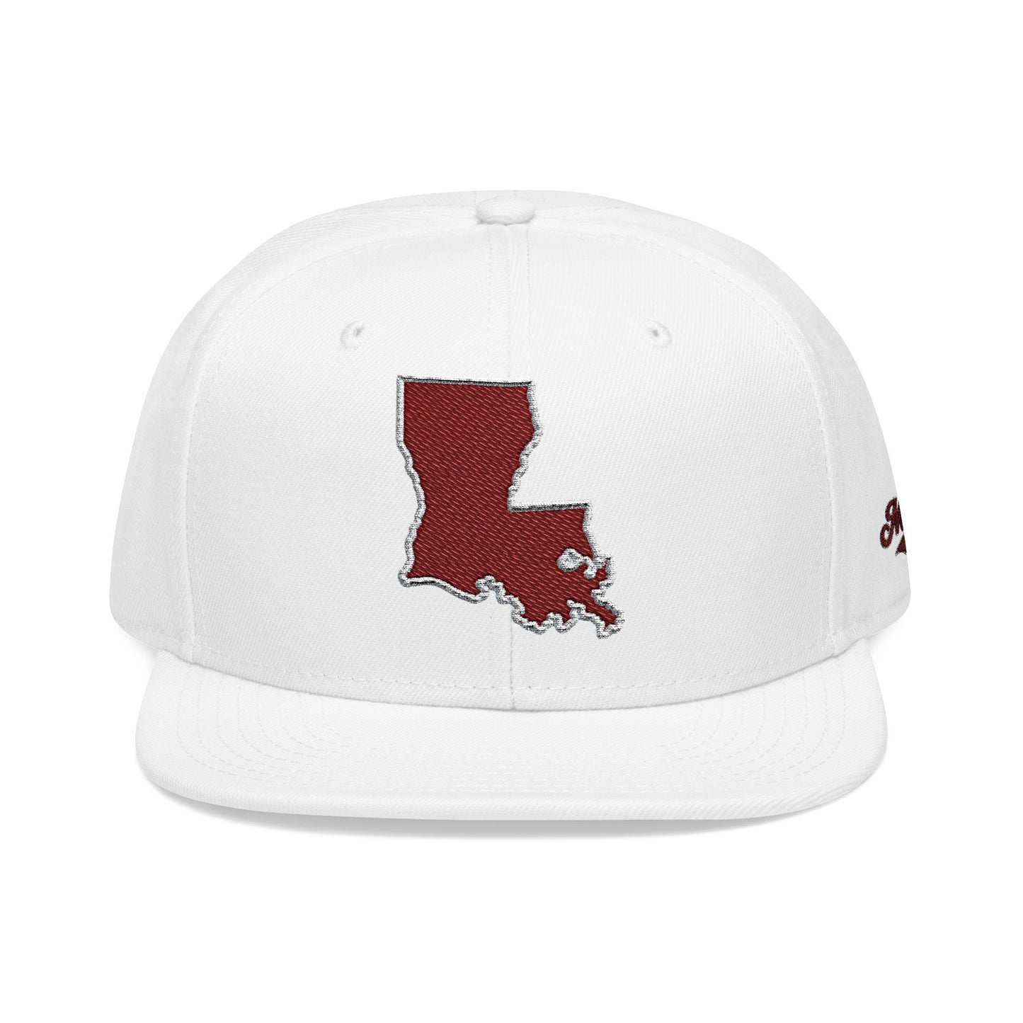 Louisiana Snapback Hat — Maroon Embroidered State Outline Cap