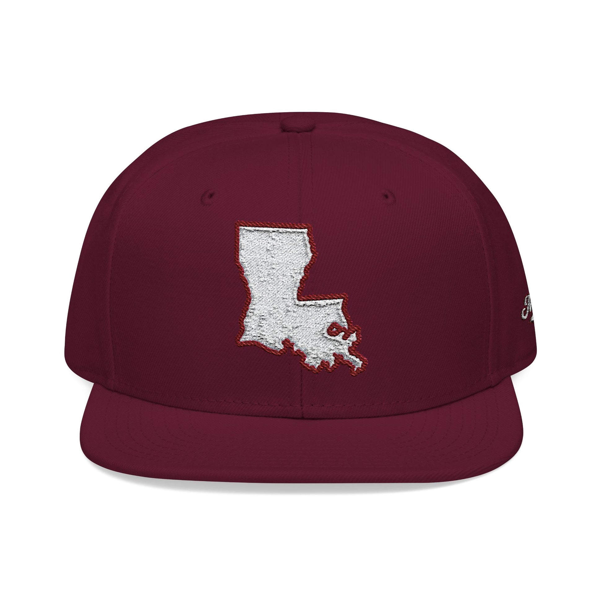 Louisiana state outline white embroidered snapback hat – 318 Supply Co.