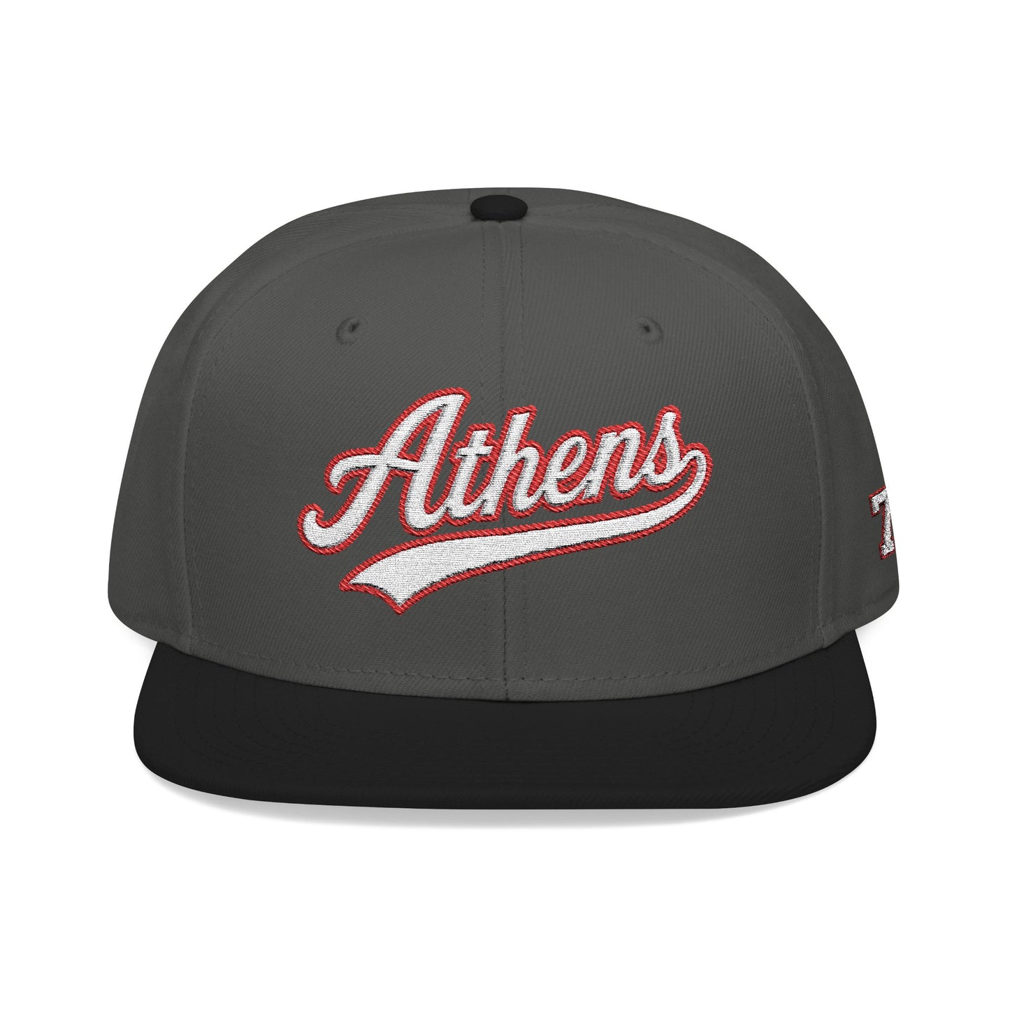 Athens white script embroidered snapback hat with 706 side stitch – 318 Supply Co.