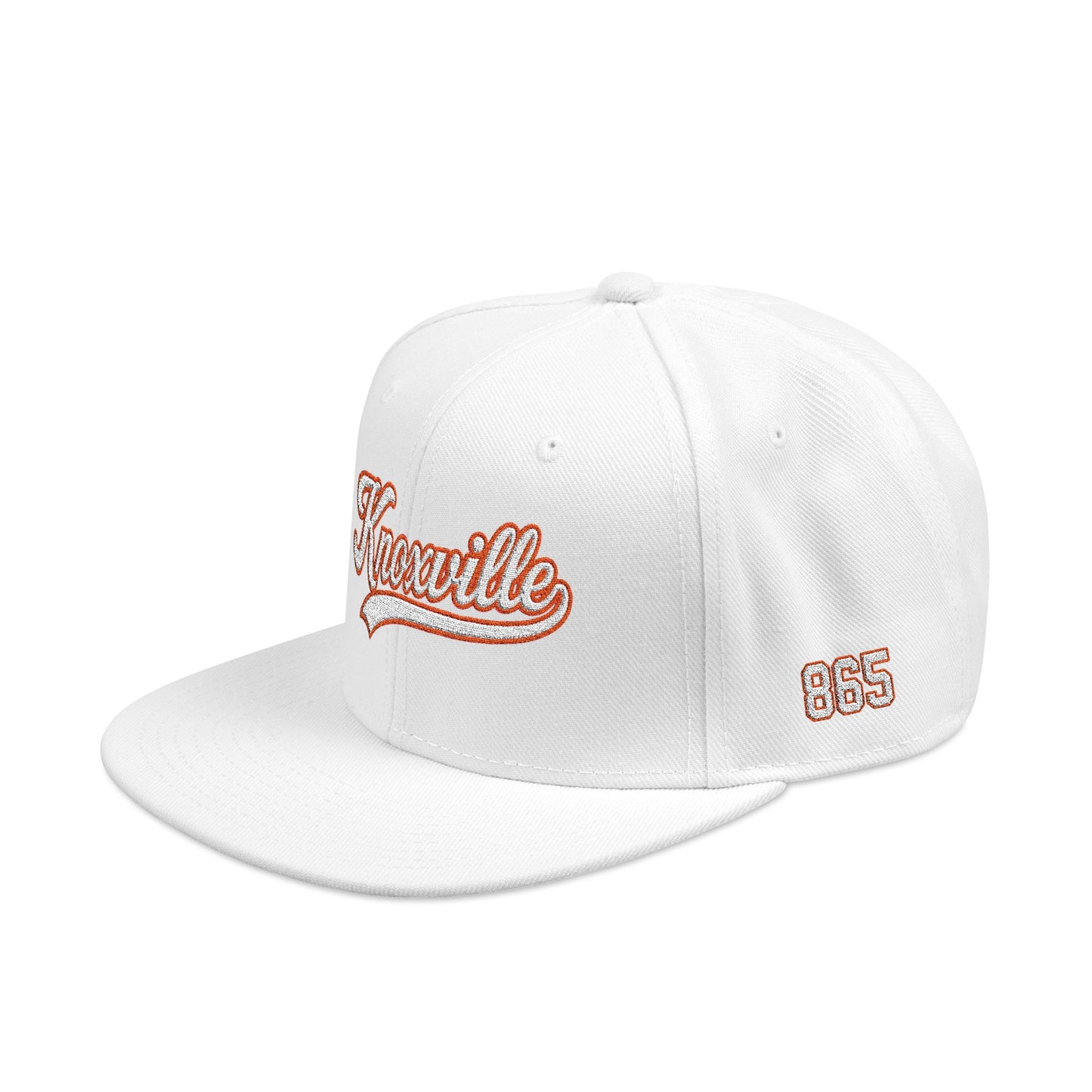 Knoxville white script embroidered snapback hat with 865 side patch – 318 Supply Co.