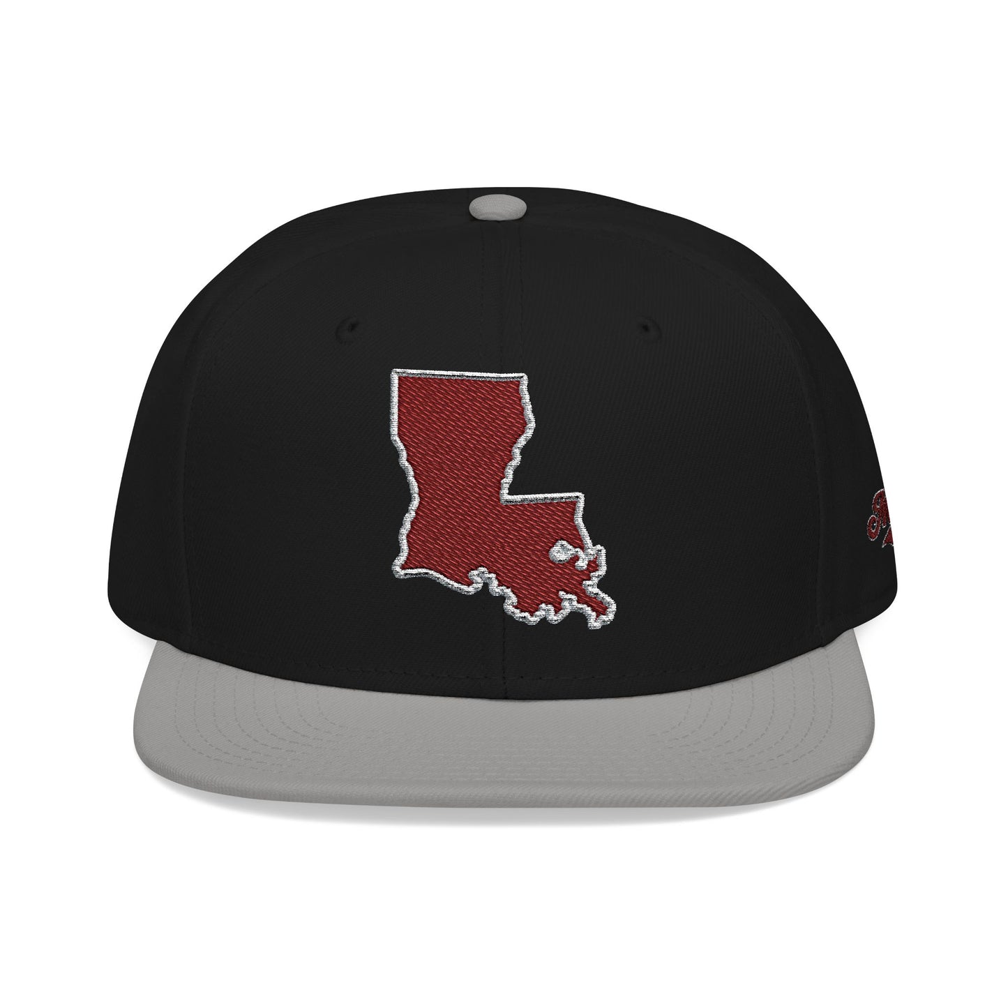 Louisiana Snapback Hat — Maroon Embroidered State Outline Cap