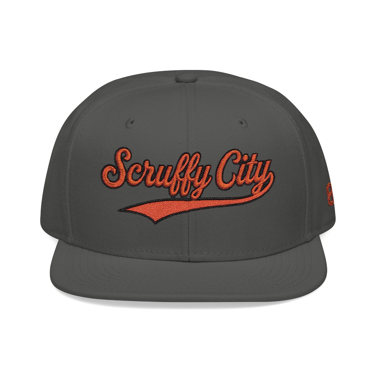 Embroidered 'Scruffy City' Orange Script with 865 Side Patch