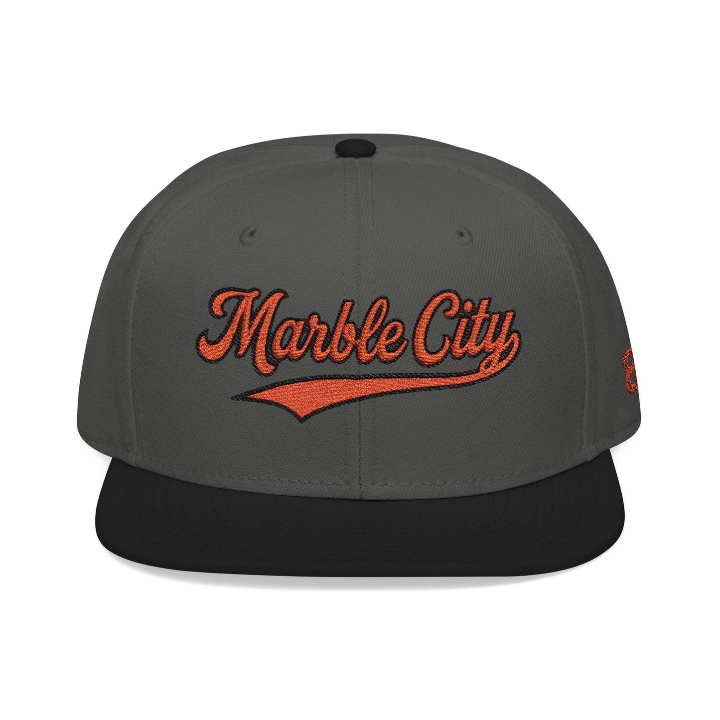 Embroidered 'Marble City' Orange Script with 865 Side Patch