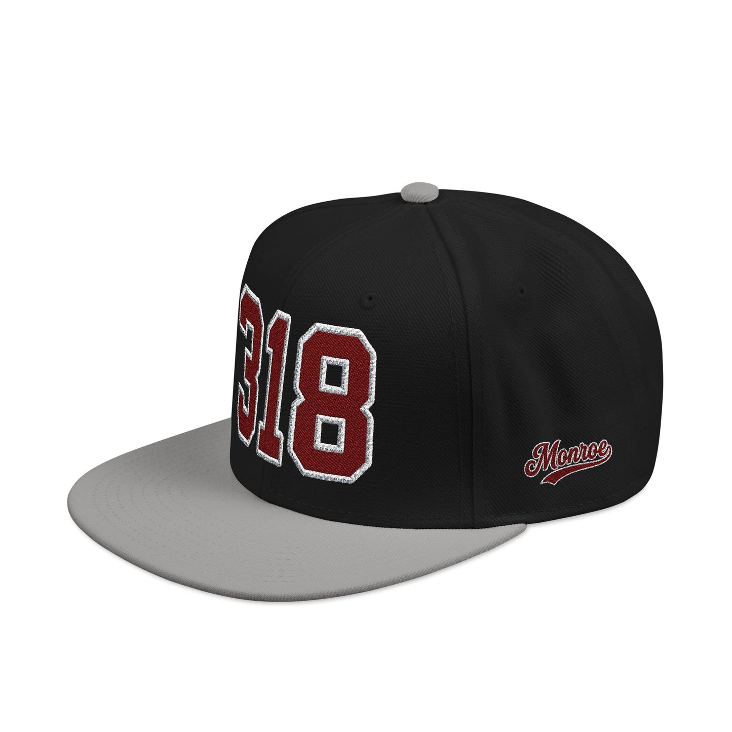 318 Maroon Embroidered Snapback Hat — Vintage Varsity Number Cap