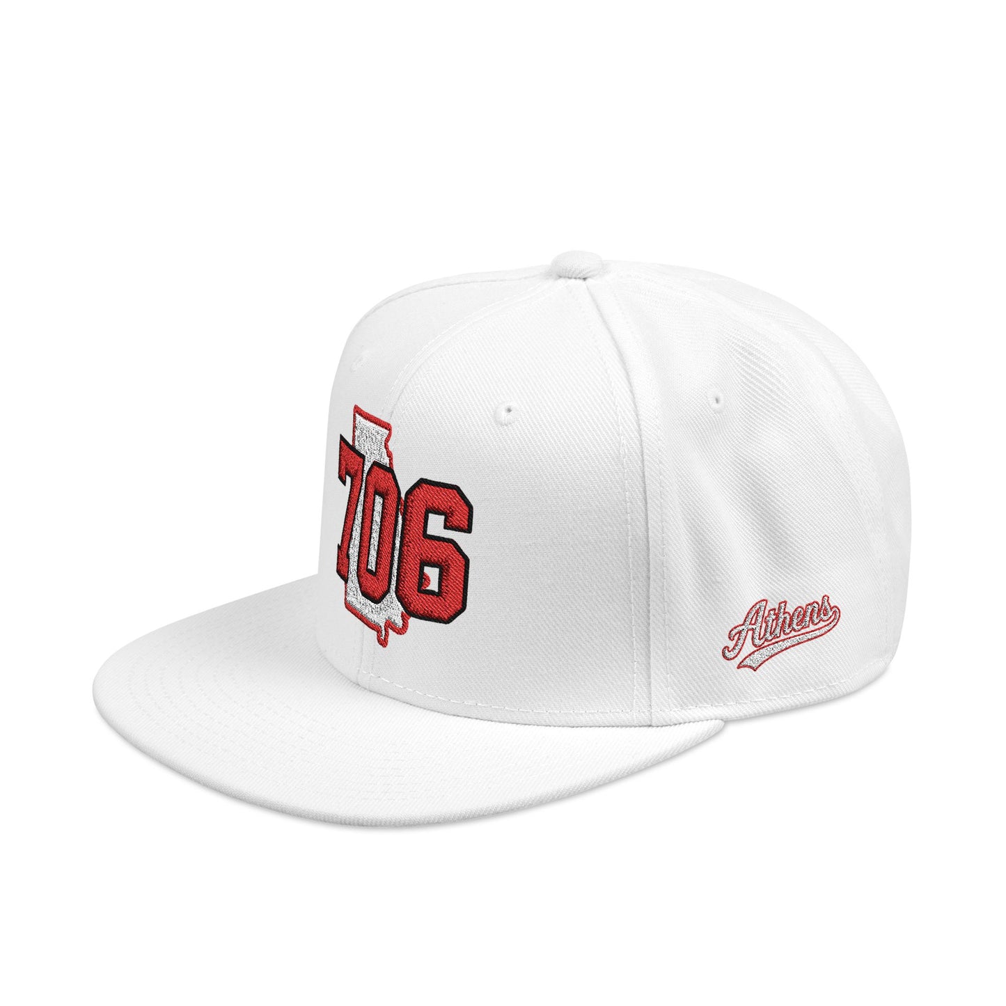 Georgia Snapback Hat — White Embroidered State Outline Cap