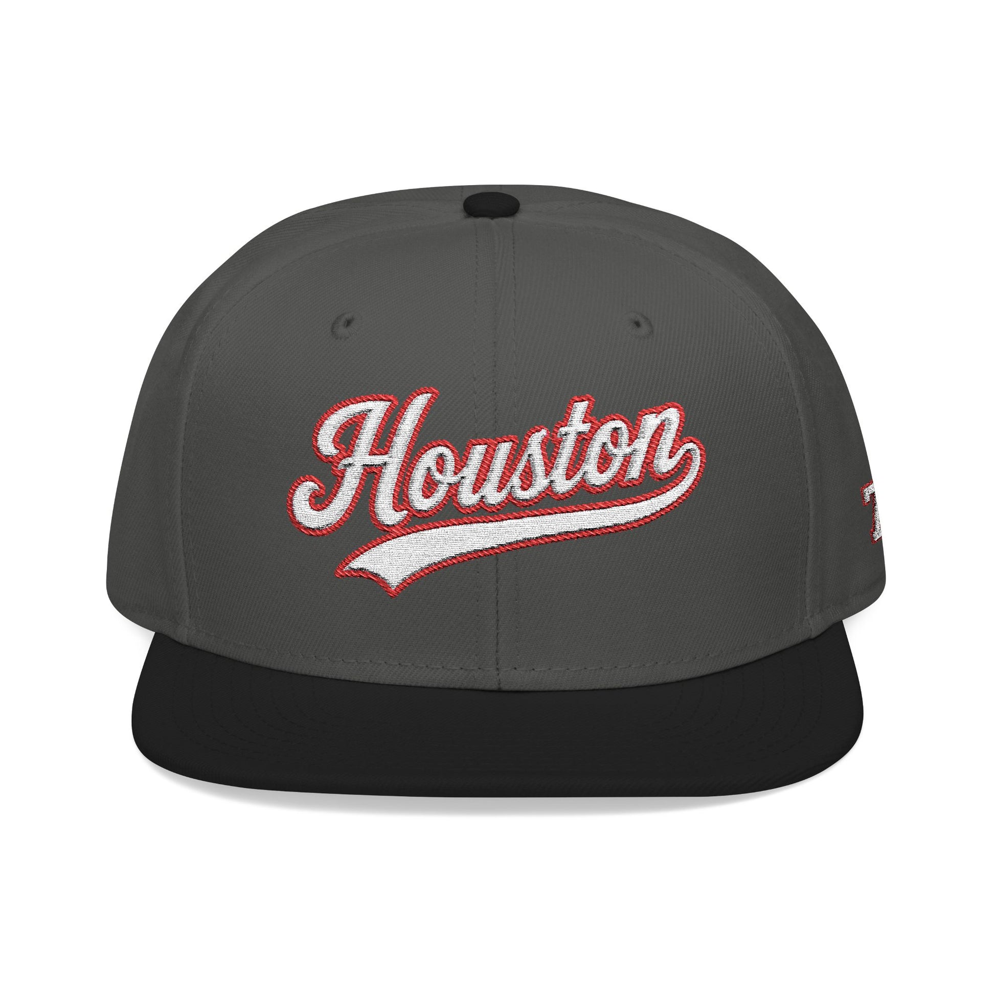 Houston white script embroidered snapback hat with 713 side stitch – 318 Supply Co.