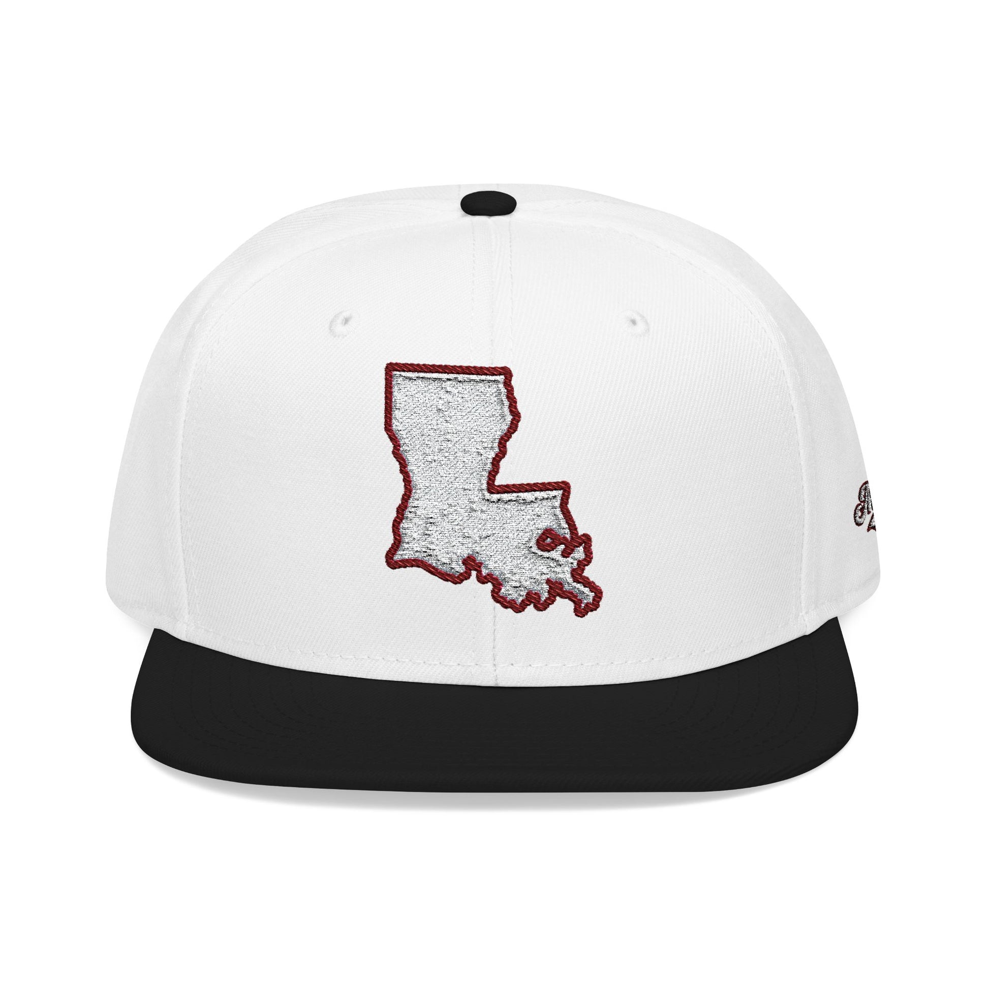 Louisiana state outline white embroidered snapback hat – 318 Supply Co.