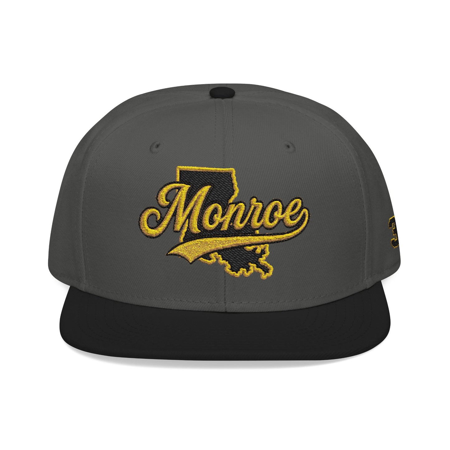 Louisiana Snapback Hat — Black & Gold Embroidered State Outline Cap