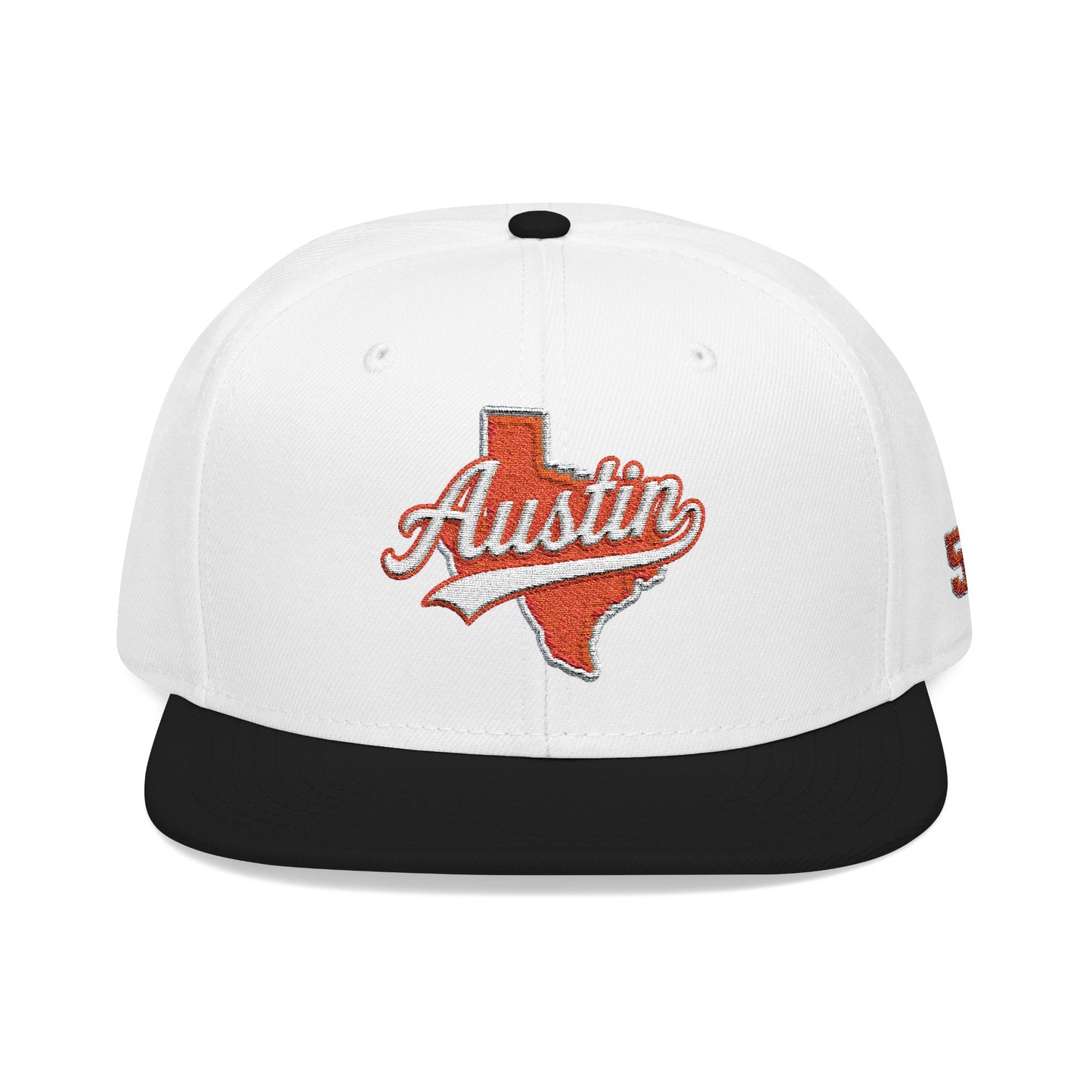 Texas Outline Snapback Hat with Orange 512 Embroidery — Austin Pride Baseball Cap