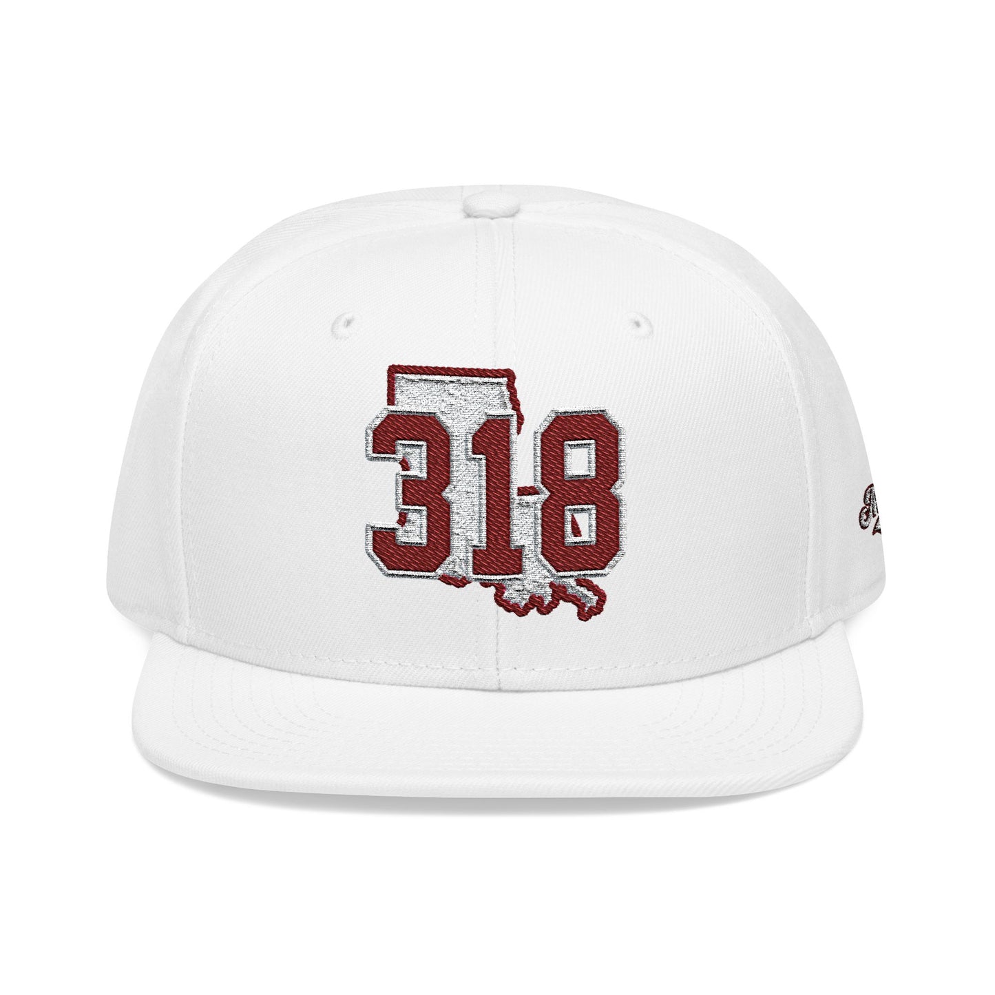 Louisiana Snapback Hat — White Embroidered State Outline Cap