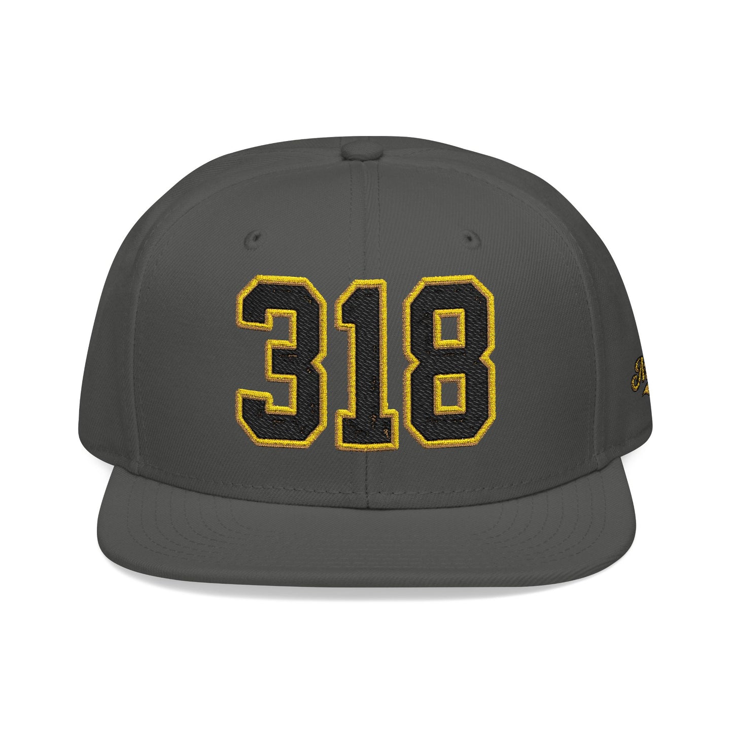 318 Black & Gold Embroidered Snapback Hat — Vintage Varsity Number Cap