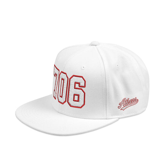 706 white embroidered snapback hat vintage varsity style – 318 Supply Co.