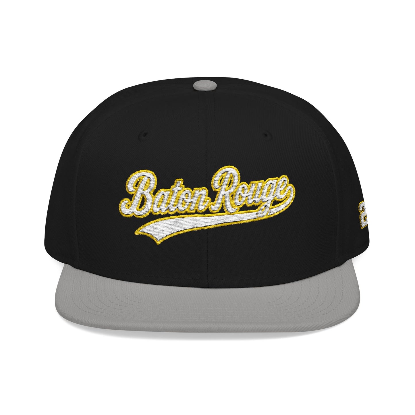 Baton Rouge white script embroidered snapback hat with 225 side stitch – 318 Supply Co.