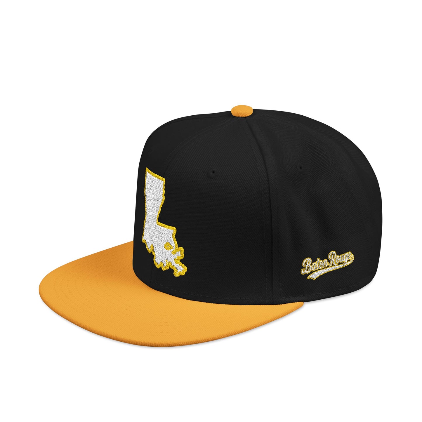 Louisiana state outline white embroidered snapback hat – 318 Supply Co.