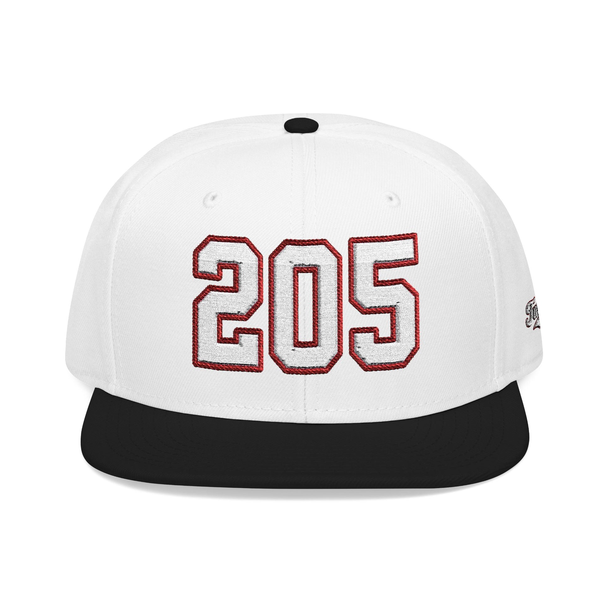 205 white embroidered snapback hat vintage varsity style – 318 Supply Co.