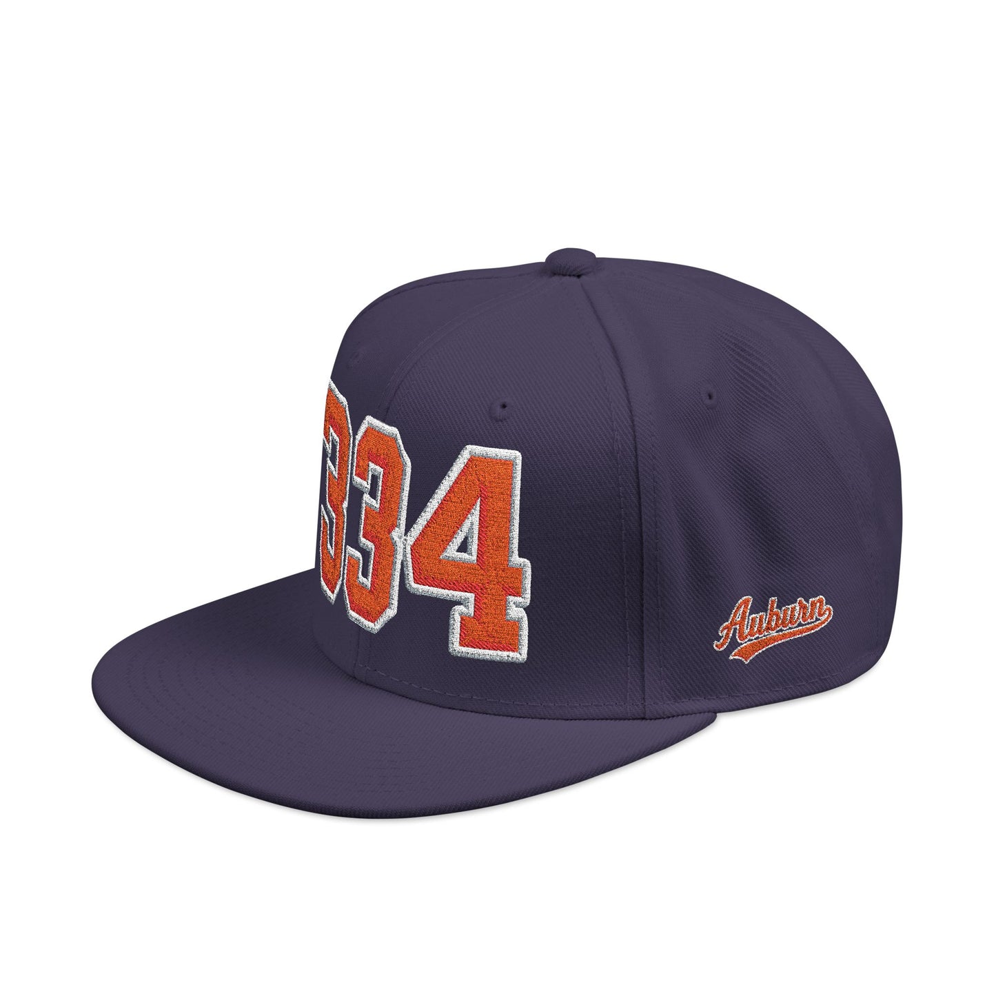 Navy Blue cap with orange and white '334' and 'Auburn' on a white background