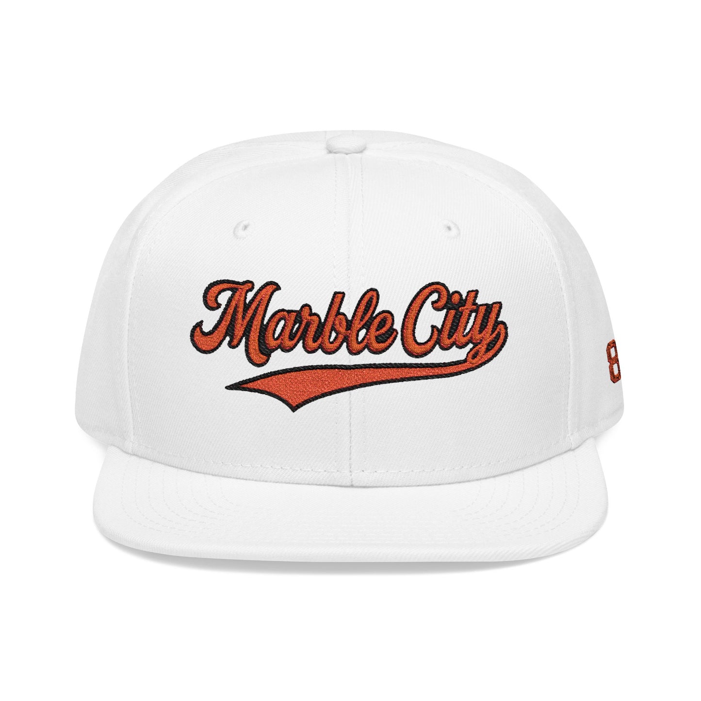 Embroidered 'Marble City' Orange Script with 865 Side Patch