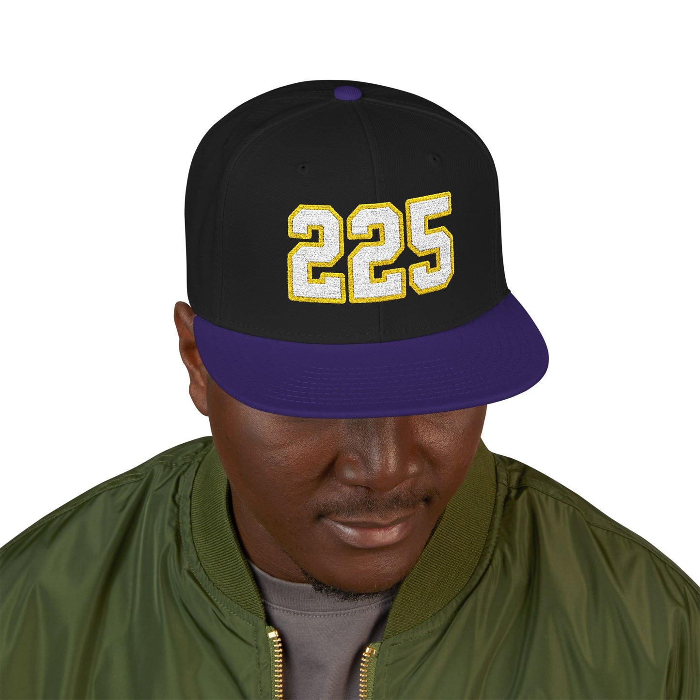 225 white embroidered snapback hat vintage varsity style – 318 Supply Co.
