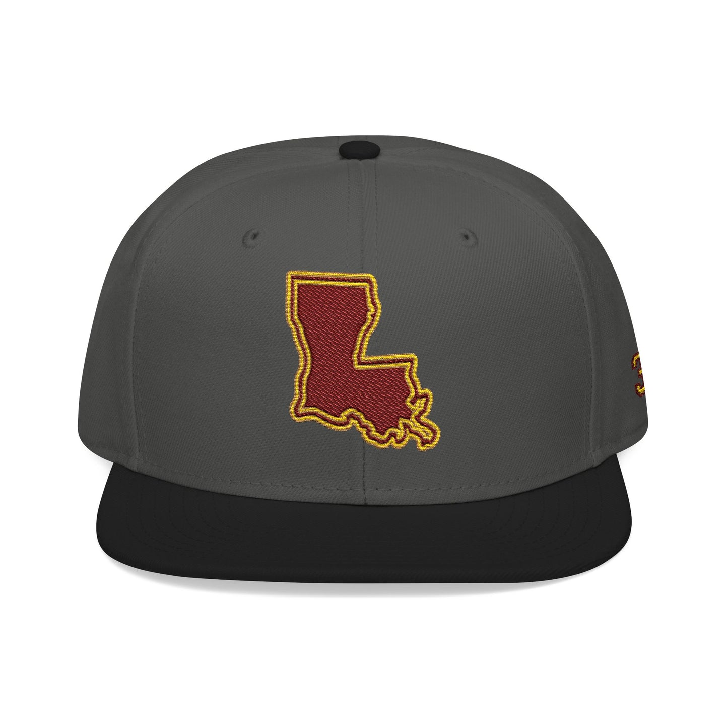 Louisiana Snapback Hat — Maroon & Gold Embroidered State Outline Cap