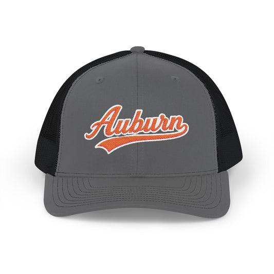 Gray and black cap with 'Auburn' text on a white background