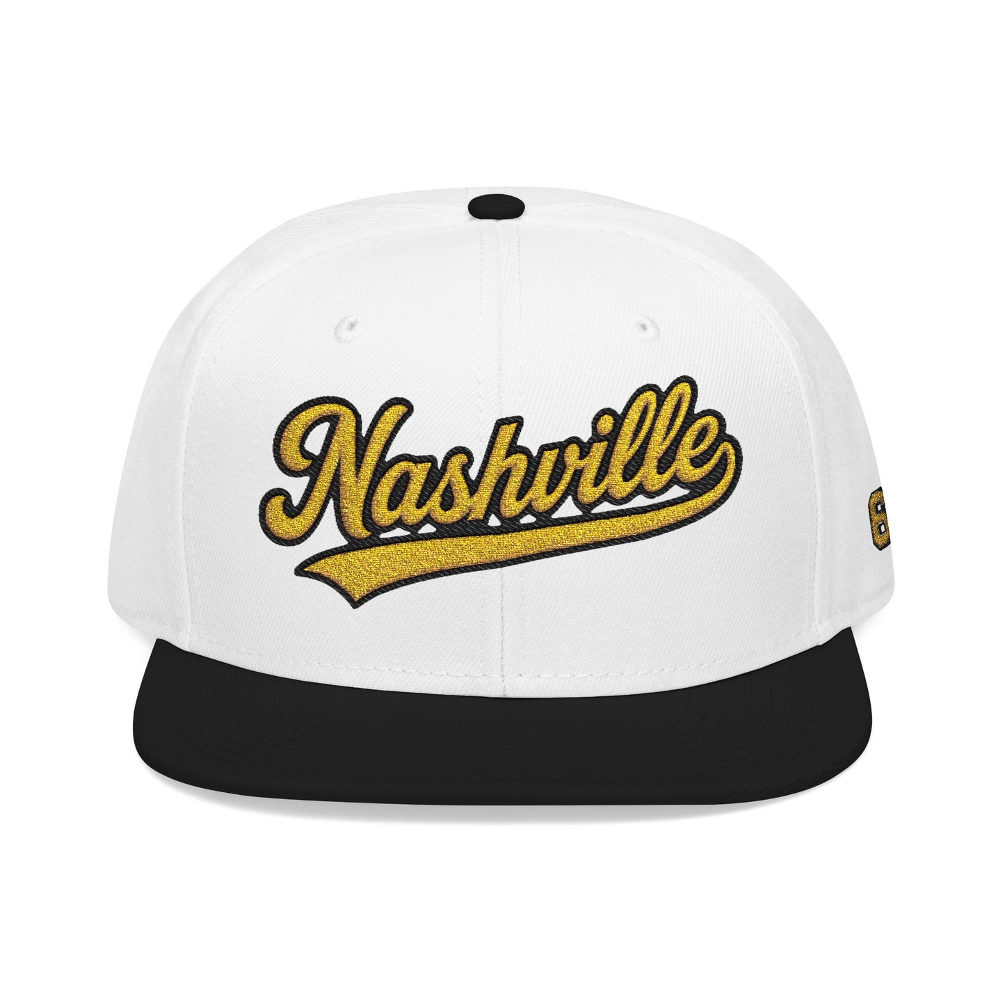 Nashville Snapback Hat — Gold Embroidered Script Cap