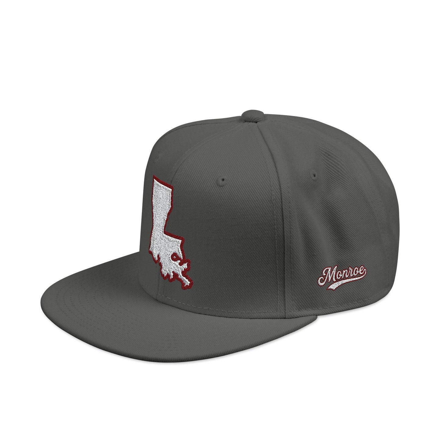 Louisiana state outline white embroidered snapback hat – 318 Supply Co.