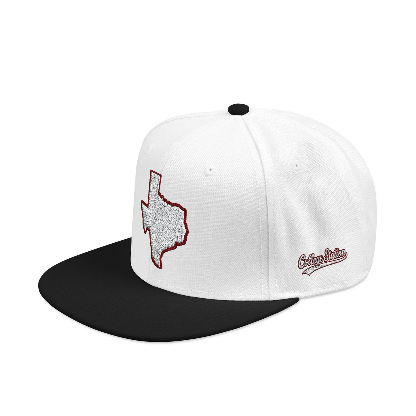 Texas state outline white embroidered snapback hat – 318 Supply Co.