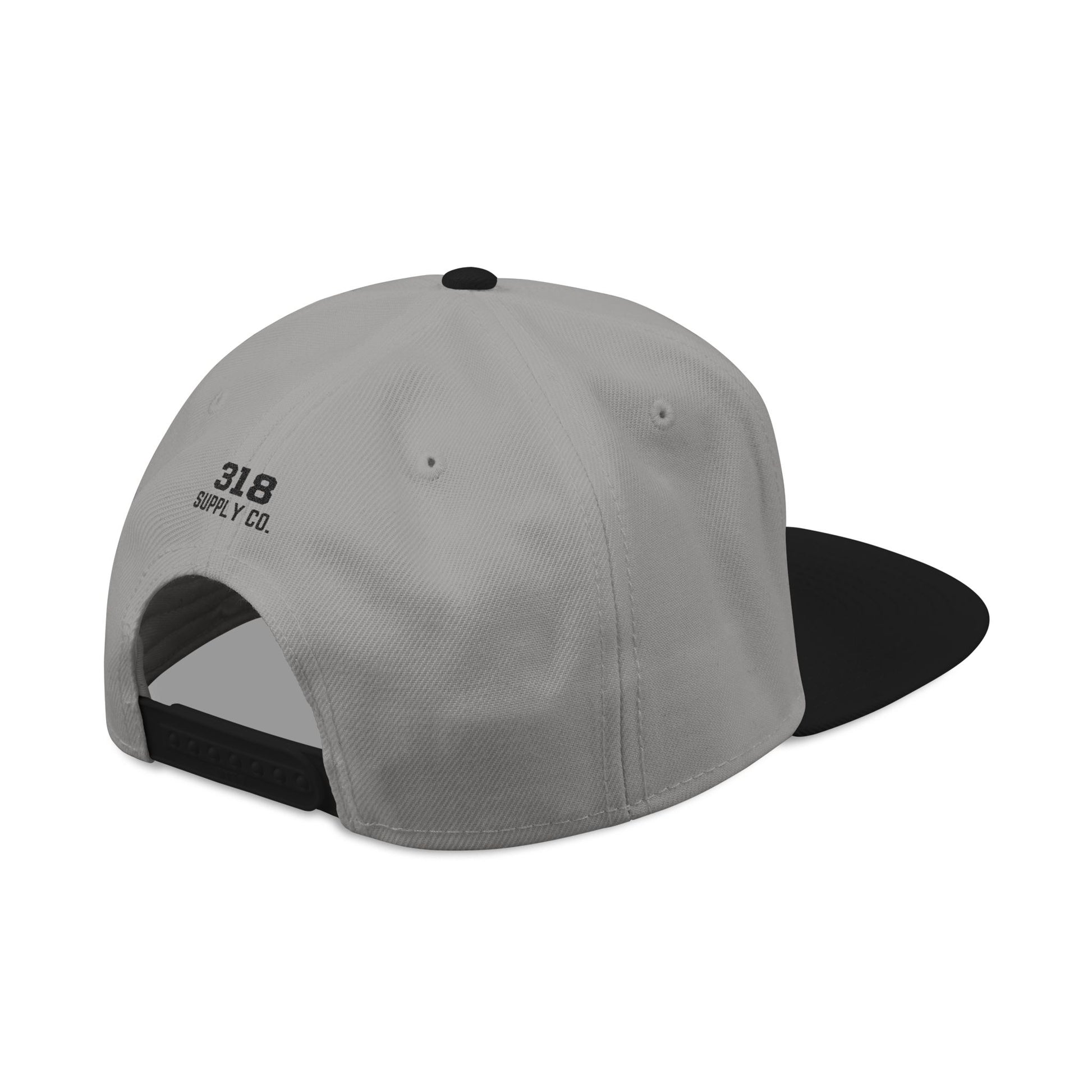 Gray cap with black visor on a white background