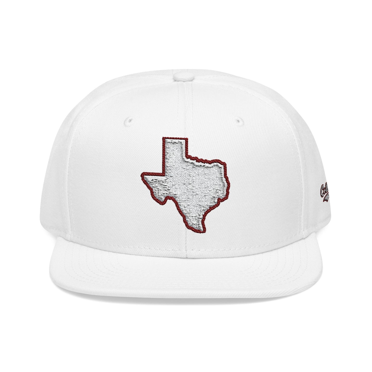Texas state outline white embroidered snapback hat – 318 Supply Co.