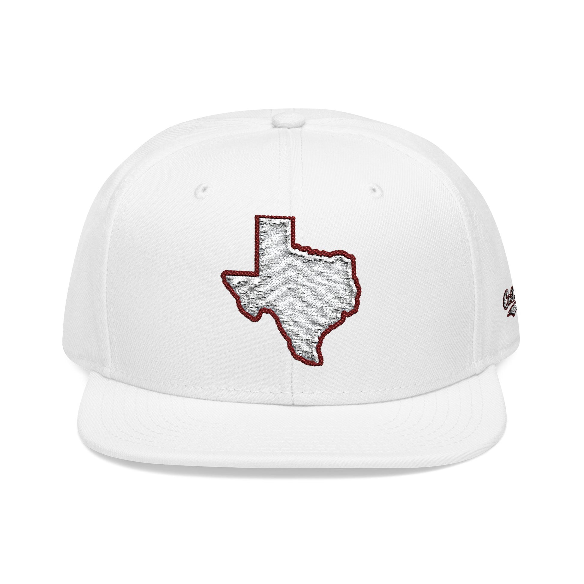 Texas state outline white embroidered snapback hat – 318 Supply Co.