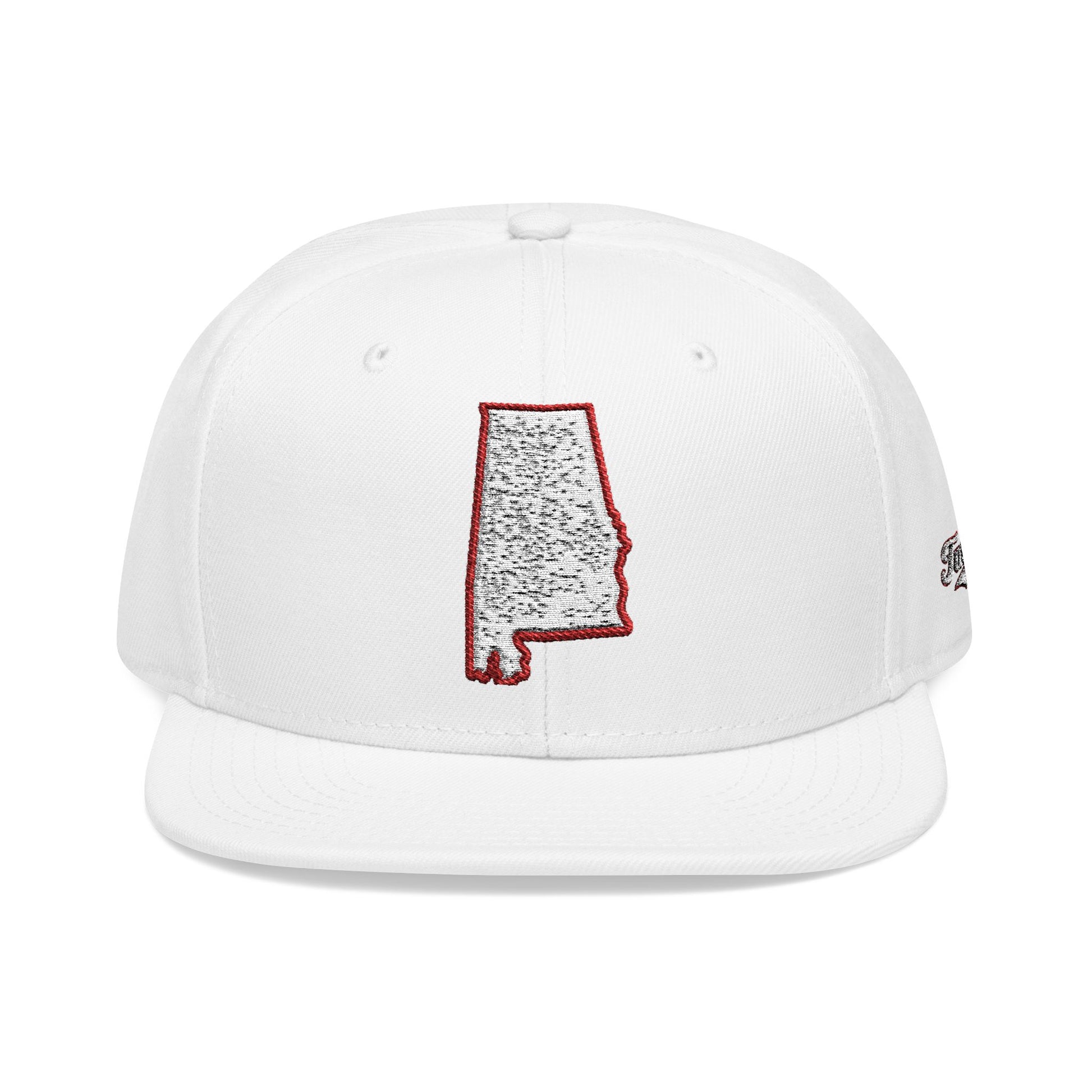 Alabama state outline white embroidered snapback hat – 318 Supply Co.