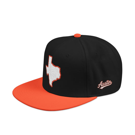 Texas state outline white embroidered snapback hat – 318 Supply Co.