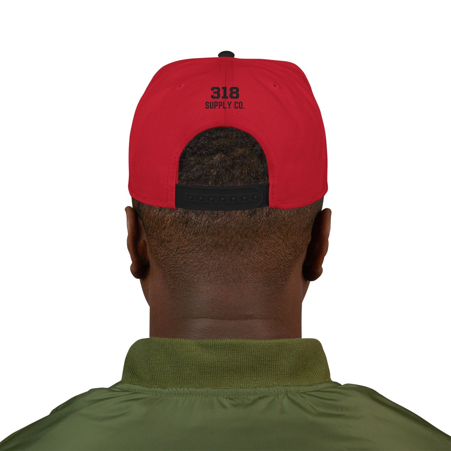 Houston white script embroidered snapback hat with 713 side stitch – 318 Supply Co.