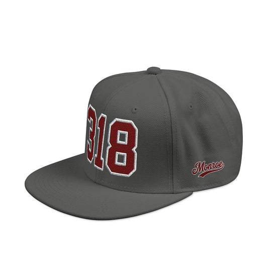 318 Maroon Embroidered Snapback Hat — Vintage Varsity Number Cap