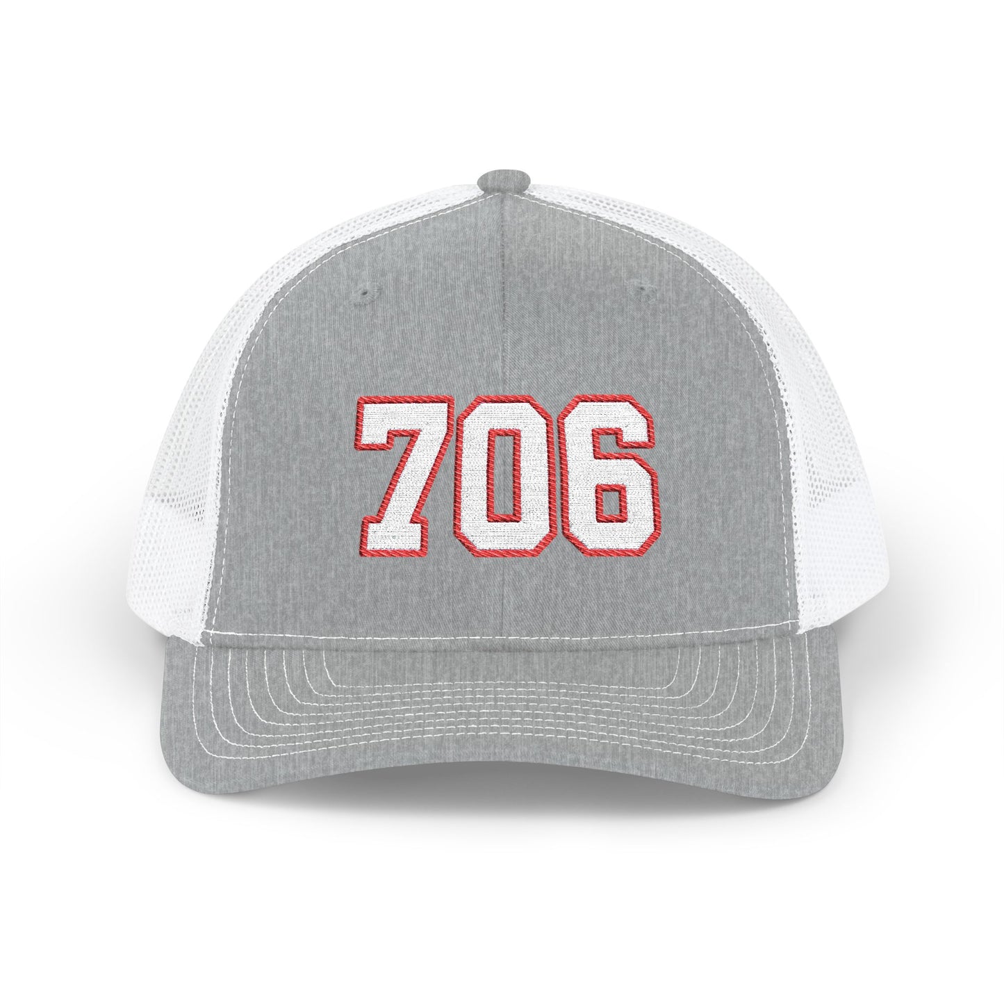 706 white embroidered mesh trucker snapback hat – 318 Supply Co.